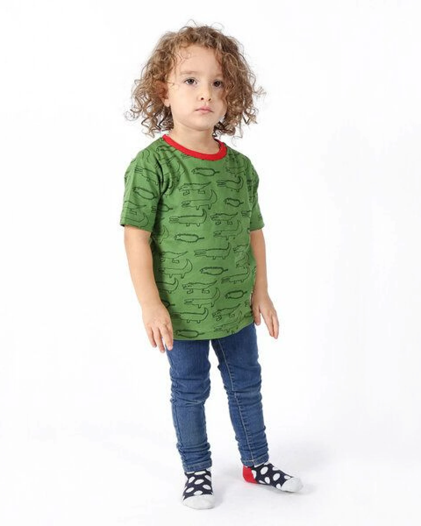 Kipepeo-Clothing Kinder T-Shirt mit Print aus Bio-Baumwolle CROCODILES grün – Ansicht 4