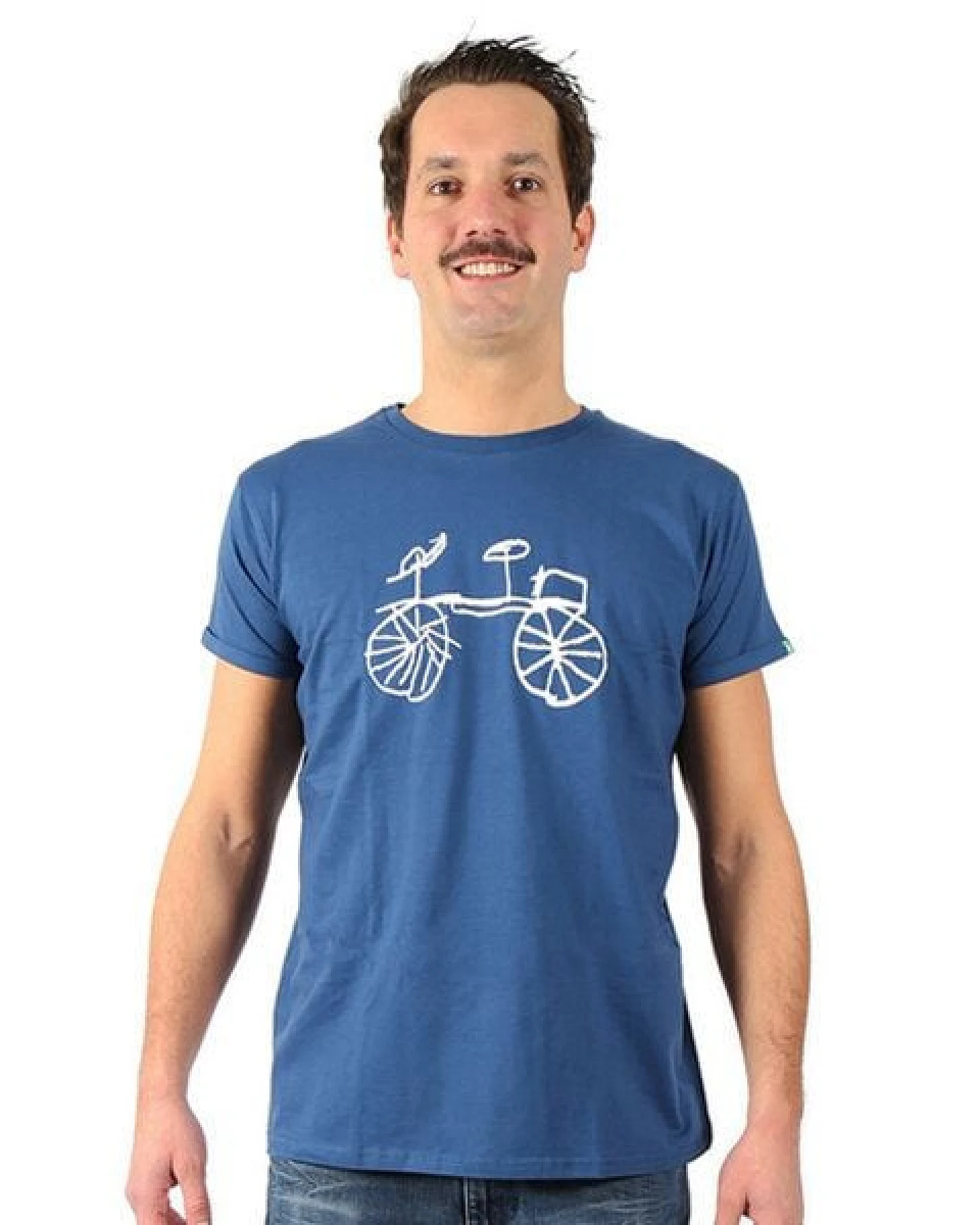 Kipepeo-Clothing Herren T-Shirt aus Bio-Baumwolle FAHRRAD blau Made in Africa – Ansicht 2