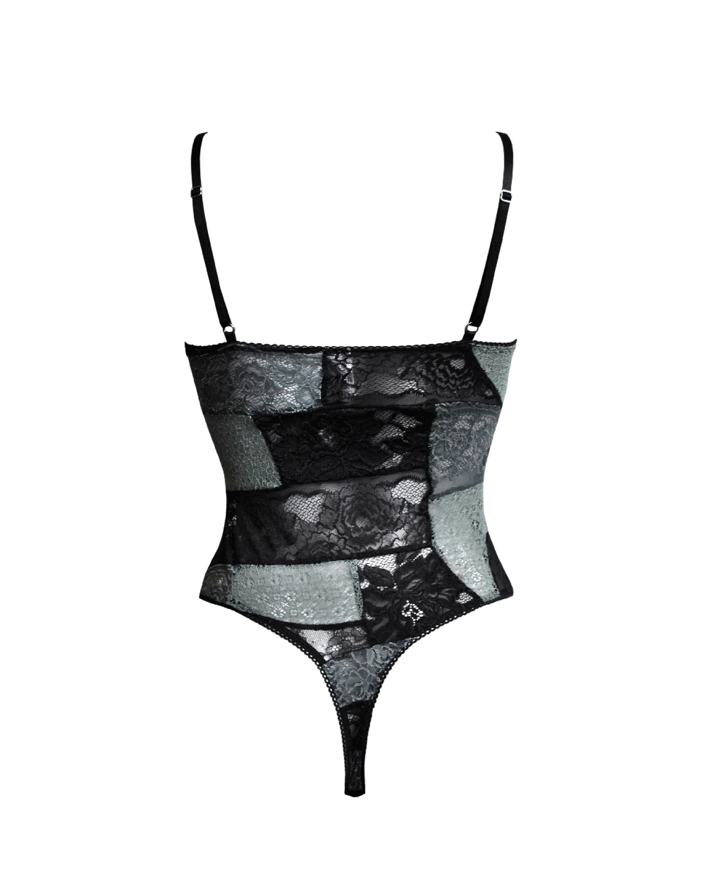 Anekdot Damen vegan Bodysuit Bouquet Jade Schwarz & Hellgrün – Ansicht 2