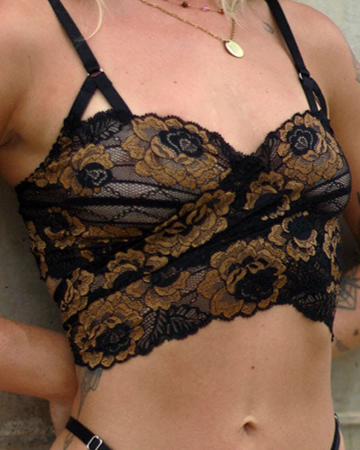 Anekdot Damen vegan Bralette Dharma Schwarz & Gold