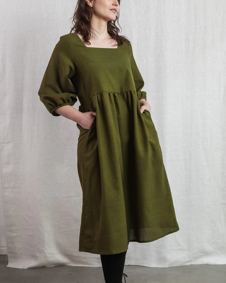 Jyoti Fair Works Damen vegan Kleid Rachana Moosgrün