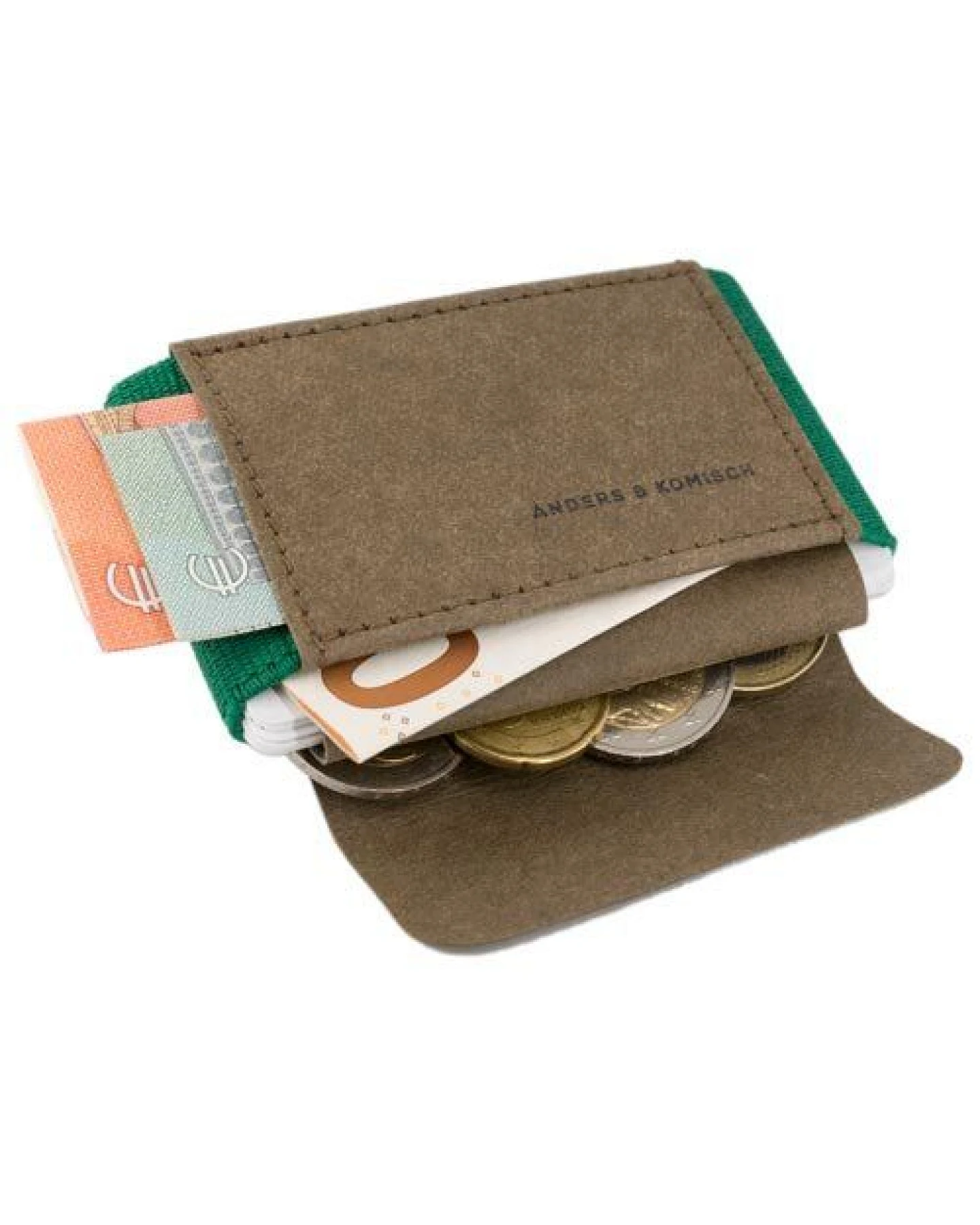 ANDERS & KOMISCH Mini Portemonnaie mit Münzfach A&K MINI CLASSIC - Slim Wallet Braun – Ansicht 3