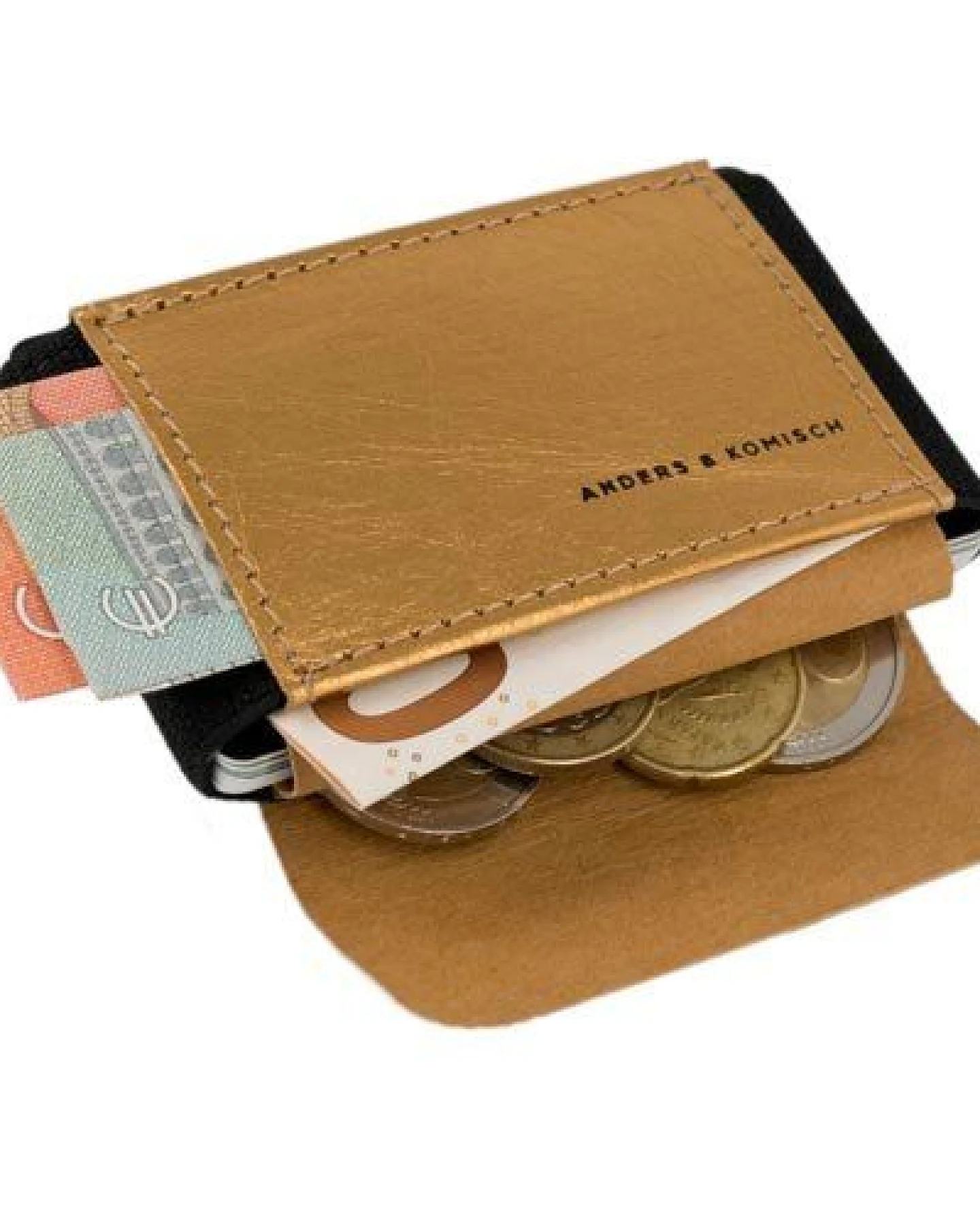 ANDERS & KOMISCH Kleines Portemonnaie mit Münzfach - A&K MINI CLASSIC Gold - Card Holder – Ansicht 3