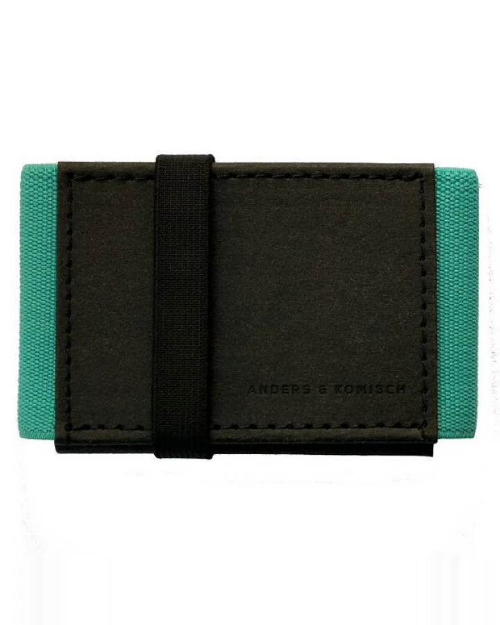 ANDERS & KOMISCH Kartenetui mit Münzfach „A&K MINI“ Kleiner Geldbeutel vegan Schwarz/Mint
