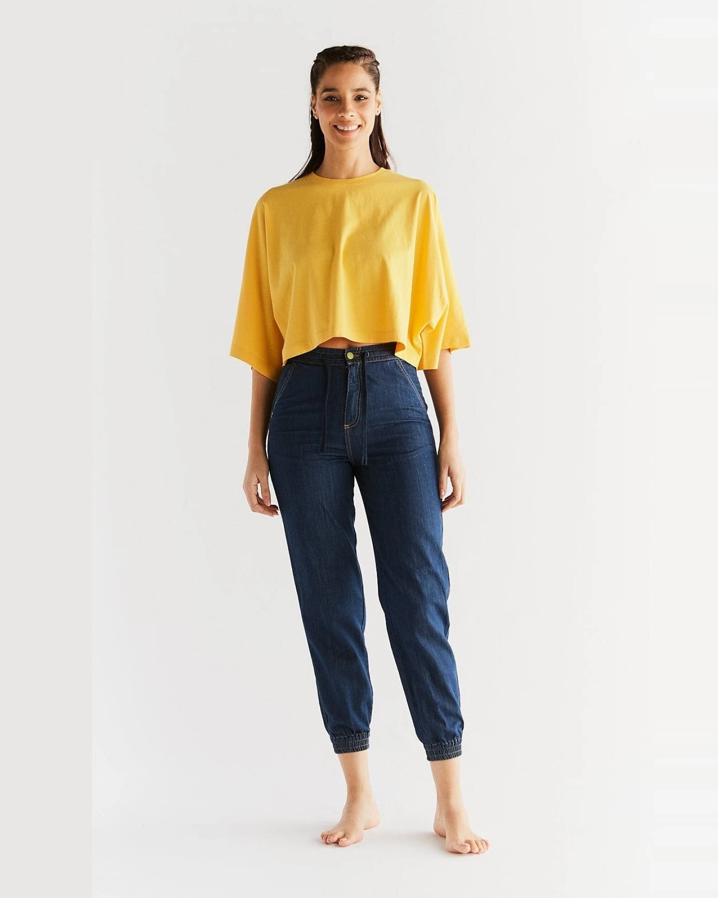 Evermind Damen vegan Jogger Jean Königsblau – Ansicht 2