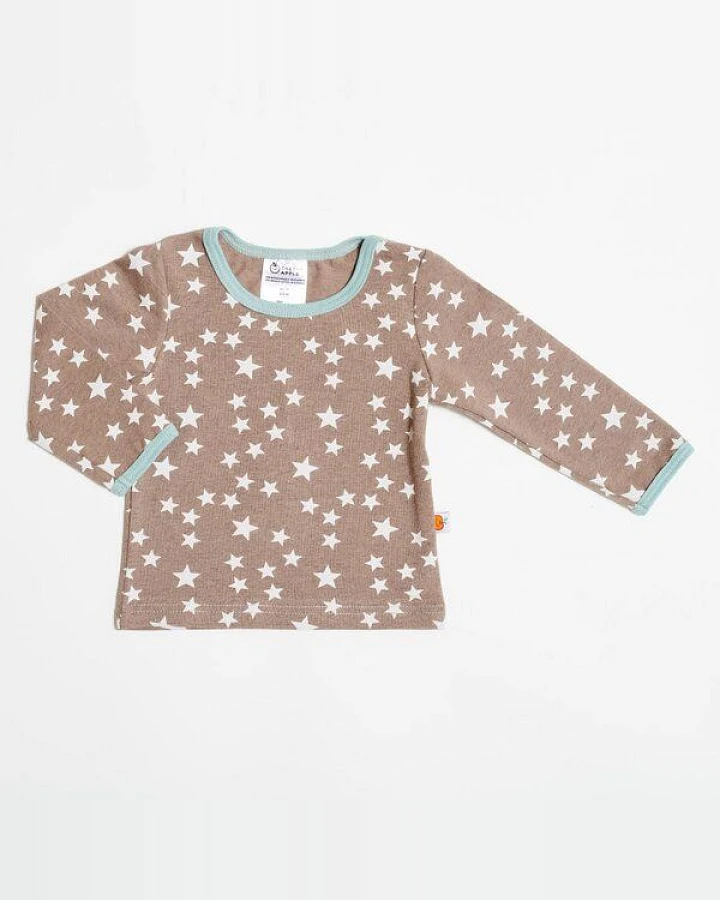 Cheeky Apple Langarm Shirt "Stars taupe" aus 95% Bio-Baumwolle, 5% Elasthan