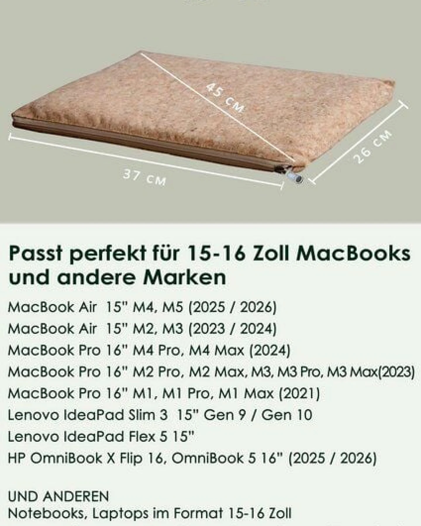 BY COPALA Nachhaltige 15–16 Zoll Kork Laptoptasche – Ansicht 2