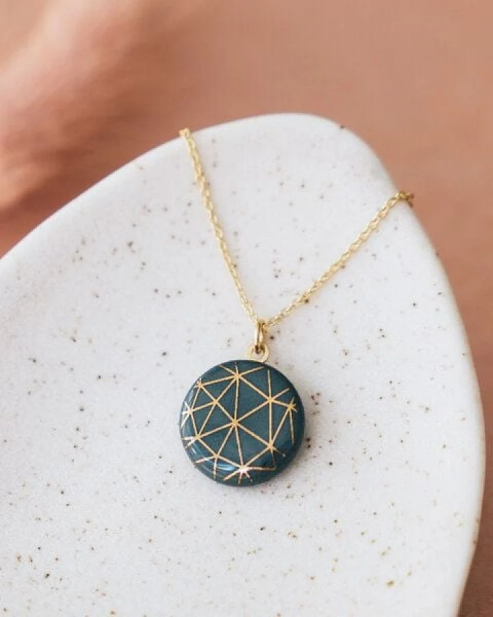 lille mus Halskette mit Porzellananhänger GEO Porzellanschmuck