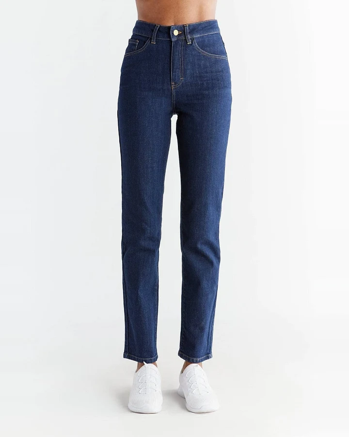 Evermind Damen vegan Jeans Regular Fit Dunkles Schieferblau