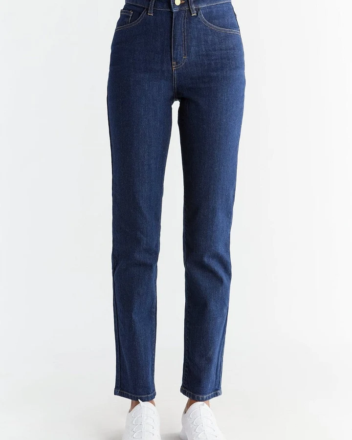 Evermind Damen vegan Jeans Regular Fit Dunkles Schieferblau