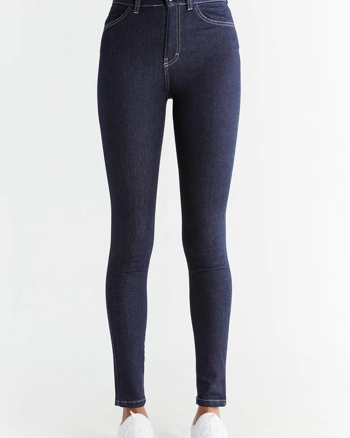 Evermind Damen vegan Jeans Skinny Fit Dunkel Schiefer Blau
