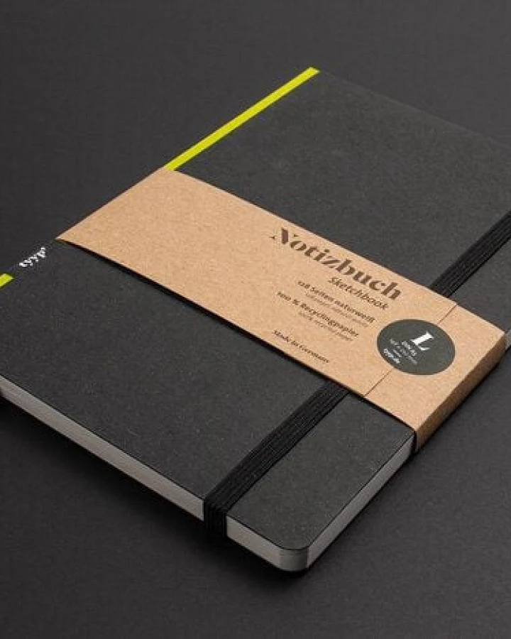 tyyp Notizbuch A5 schwarz – 100% Recyclingpapier – handmade – Klassik