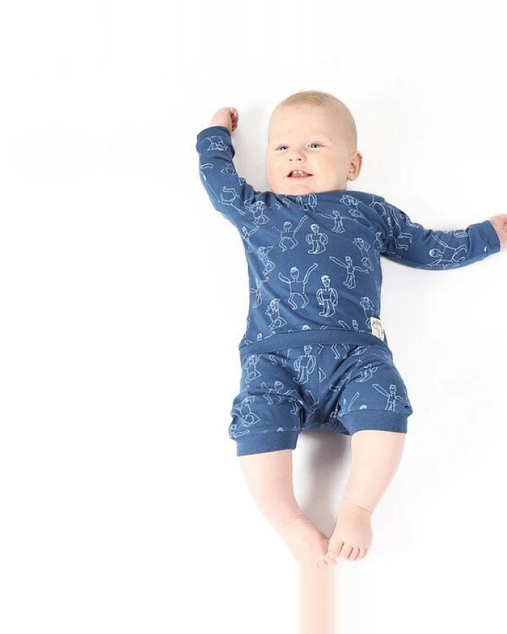Kipepeo-Clothing Baby Schlafanzug aus Bio-Baumwolle „Dansi" Blau - AUSLAUFMODEL!