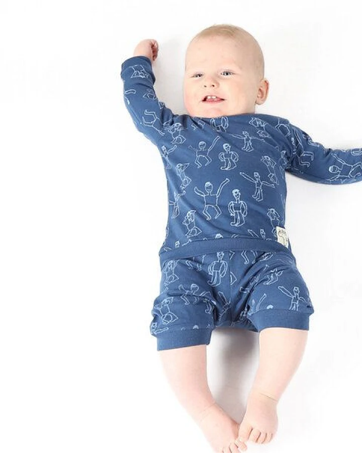 Kipepeo-Clothing Baby Schlafanzug aus Bio-Baumwolle „Dansi" Blau - AUSLAUFMODEL!