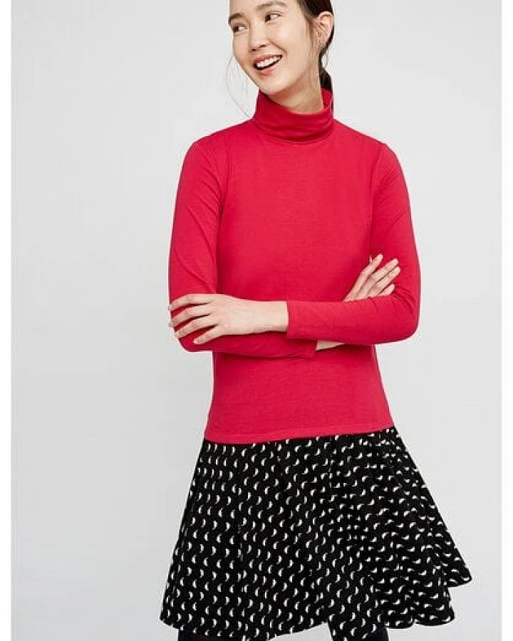People Tree Laila Roll Neck Top Pink