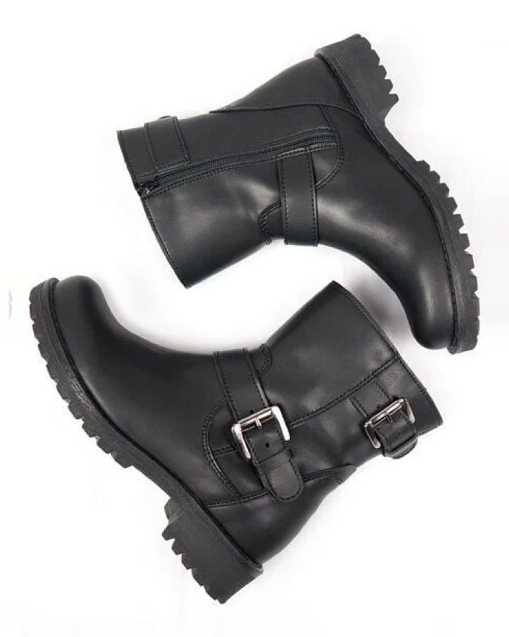 Will's Vegan Shop Biker-Stiefel Schwarz Damen
