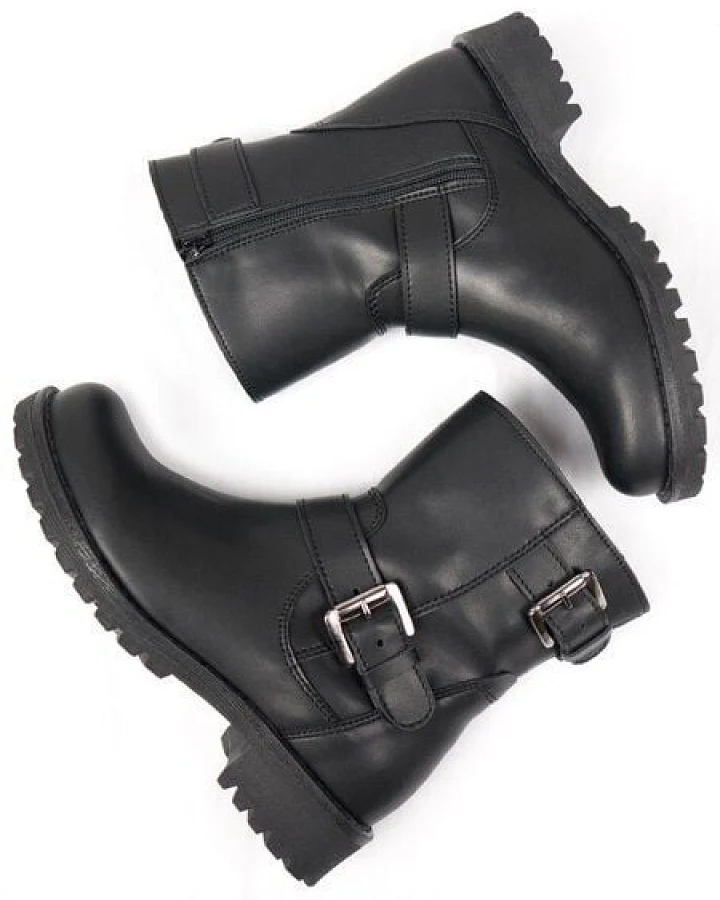 Will's Vegan Shop Biker-Stiefel Schwarz Damen