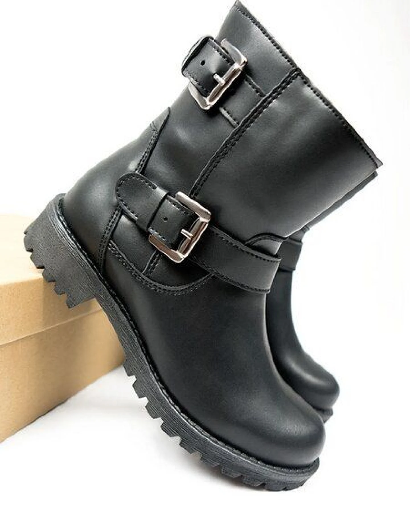 Will's Vegan Shop Biker-Stiefel Schwarz Damen – Ansicht 4