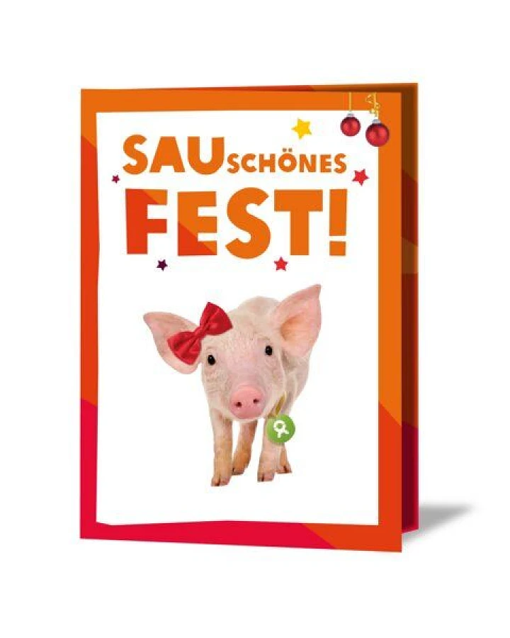 OxfamUnverpackt Spenden-Geschenk "Ferkel" (Weihnachtskarte mit Magnet)