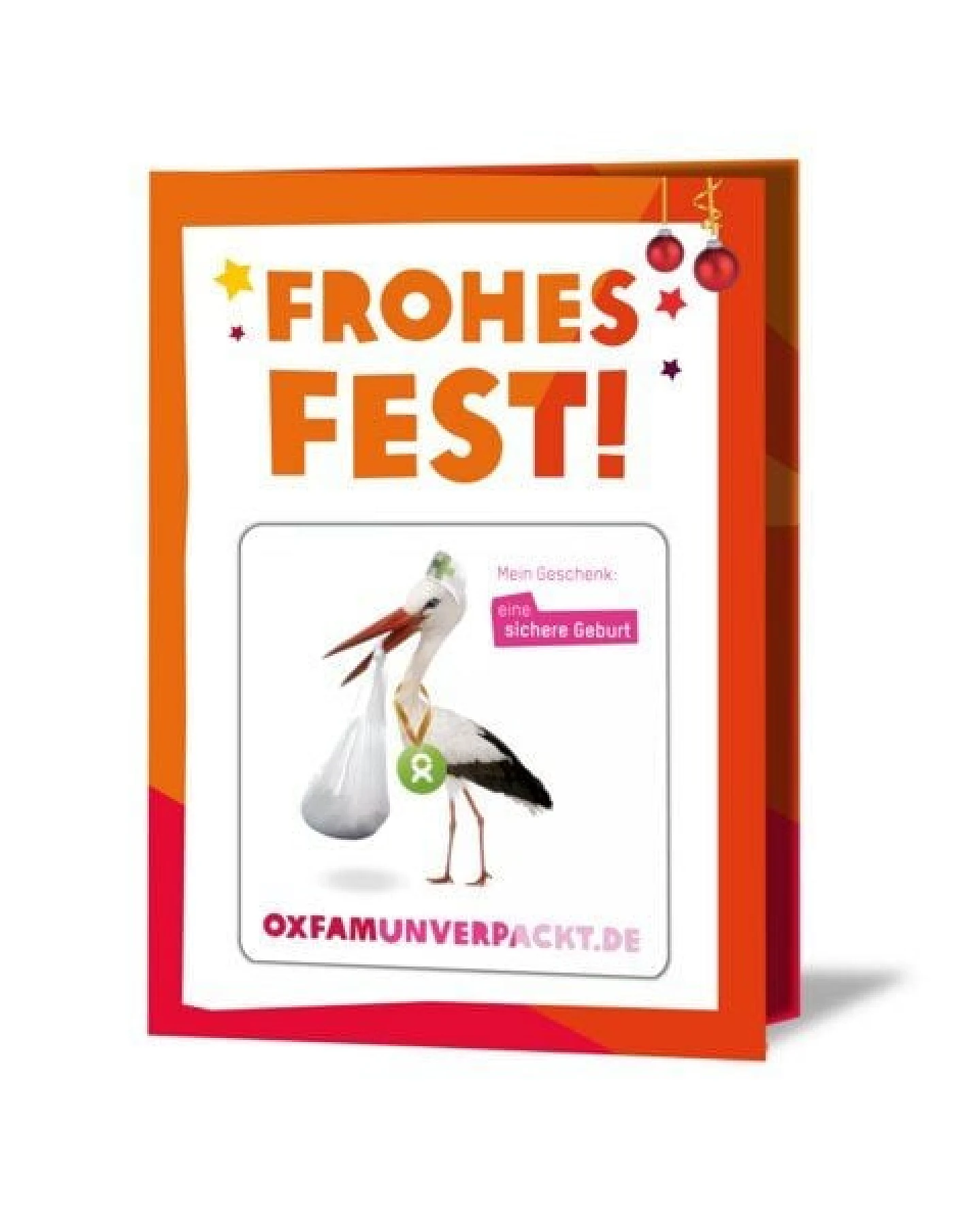 OxfamUnverpackt Spenden-Geschenk "Eine sichere Geburt" (Weihnachtskarte mit Magnet) – Ansicht 2
