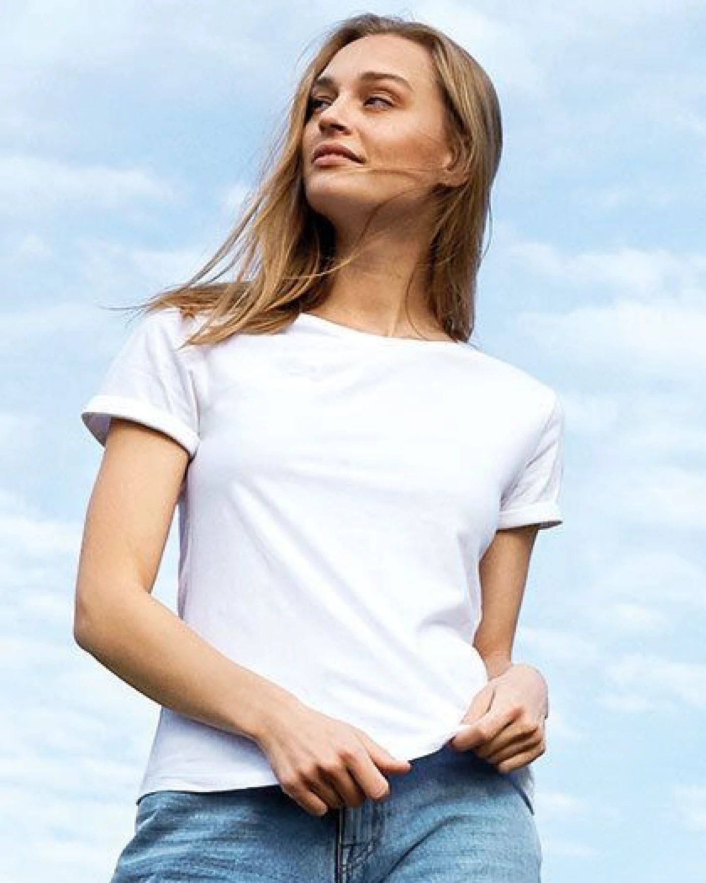 Neutral® Damen Roll Up Sleeve T-Shirt von Neutral Bio Baumwolle Rollärmel – Ansicht 2