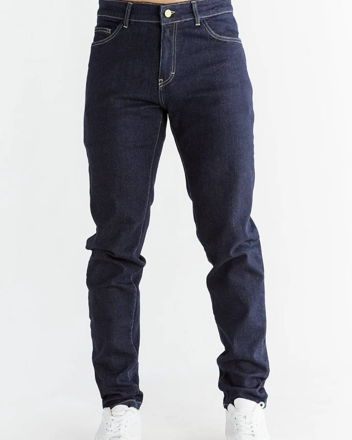 Evermind Herren vegan Jeans Slim Fit Dunkles Schieferblau