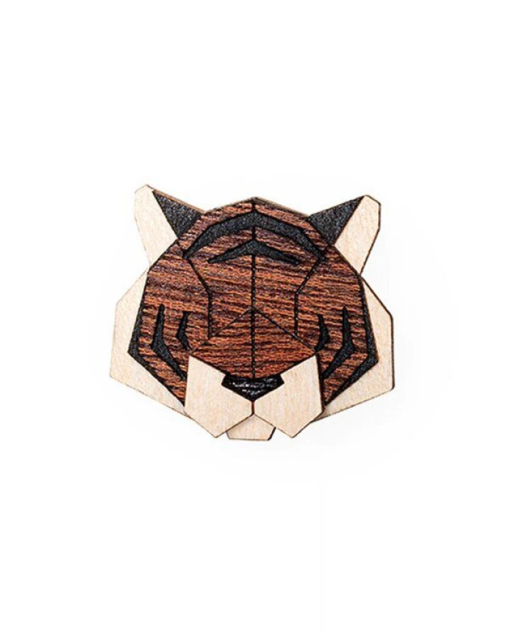BeWooden Brosche aus Holz - Tiger