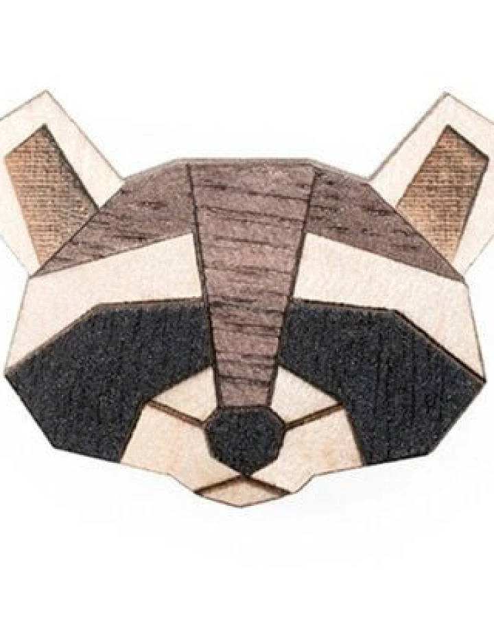 BeWooden Brosche aus Holz - Waschbär