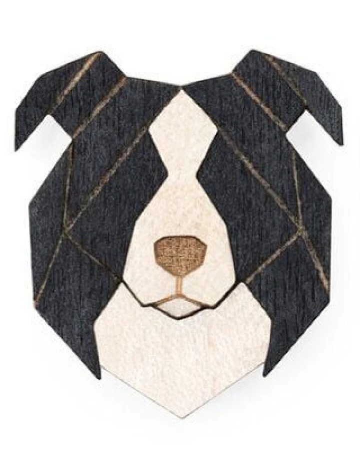 BeWooden Brosche aus Holz "Border Collie"| Einzigartiges Mode Schmuck