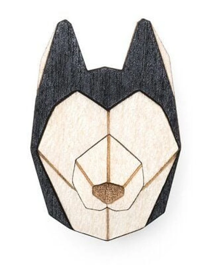 BeWooden Brosche aus Holz - Husky
