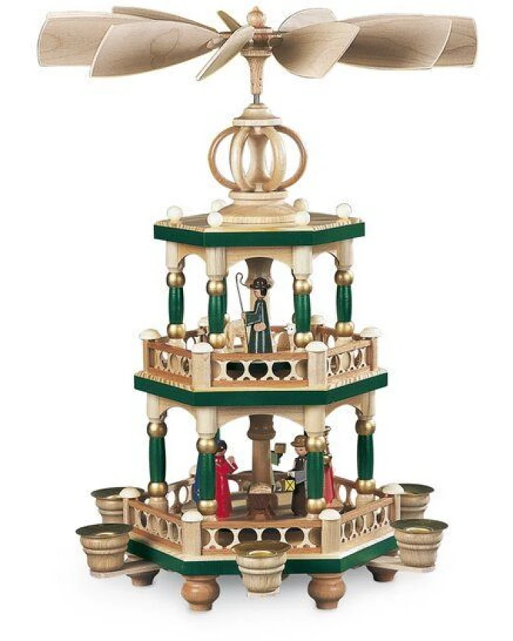 Müller Seiffen Pyramide Heilige Geschichte 2-stöckig, farbig,