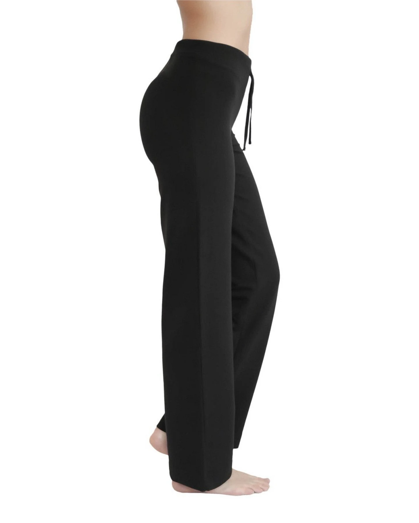 Leela Cotton Damen vegan Yogahose Mit Geripptem Bund Schwarz – Ansicht 2