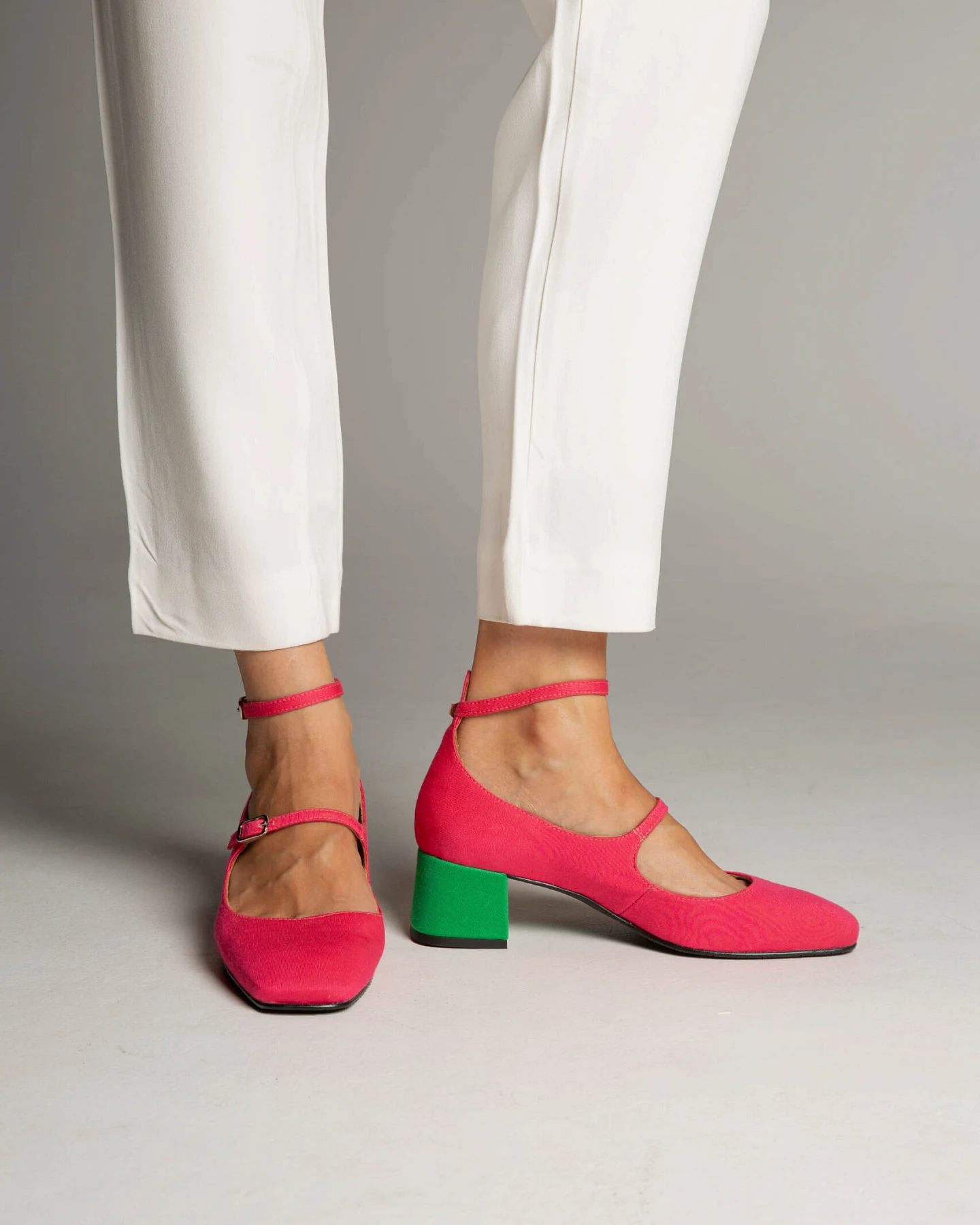 Momoc Damen vegan Pumps Midi Rosa Grün – Ansicht 2