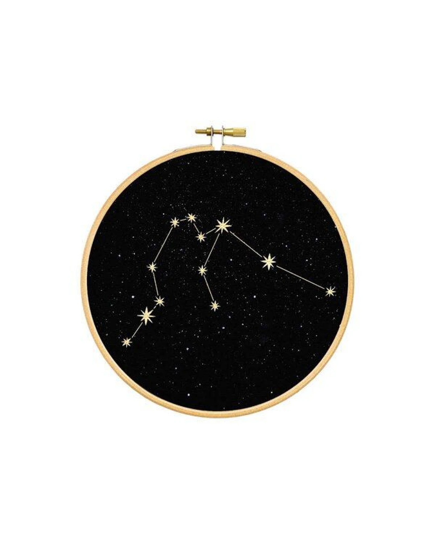 renna deluxe Sternzeichen in Gold als Bild im Stickrahmen – Ansicht 3