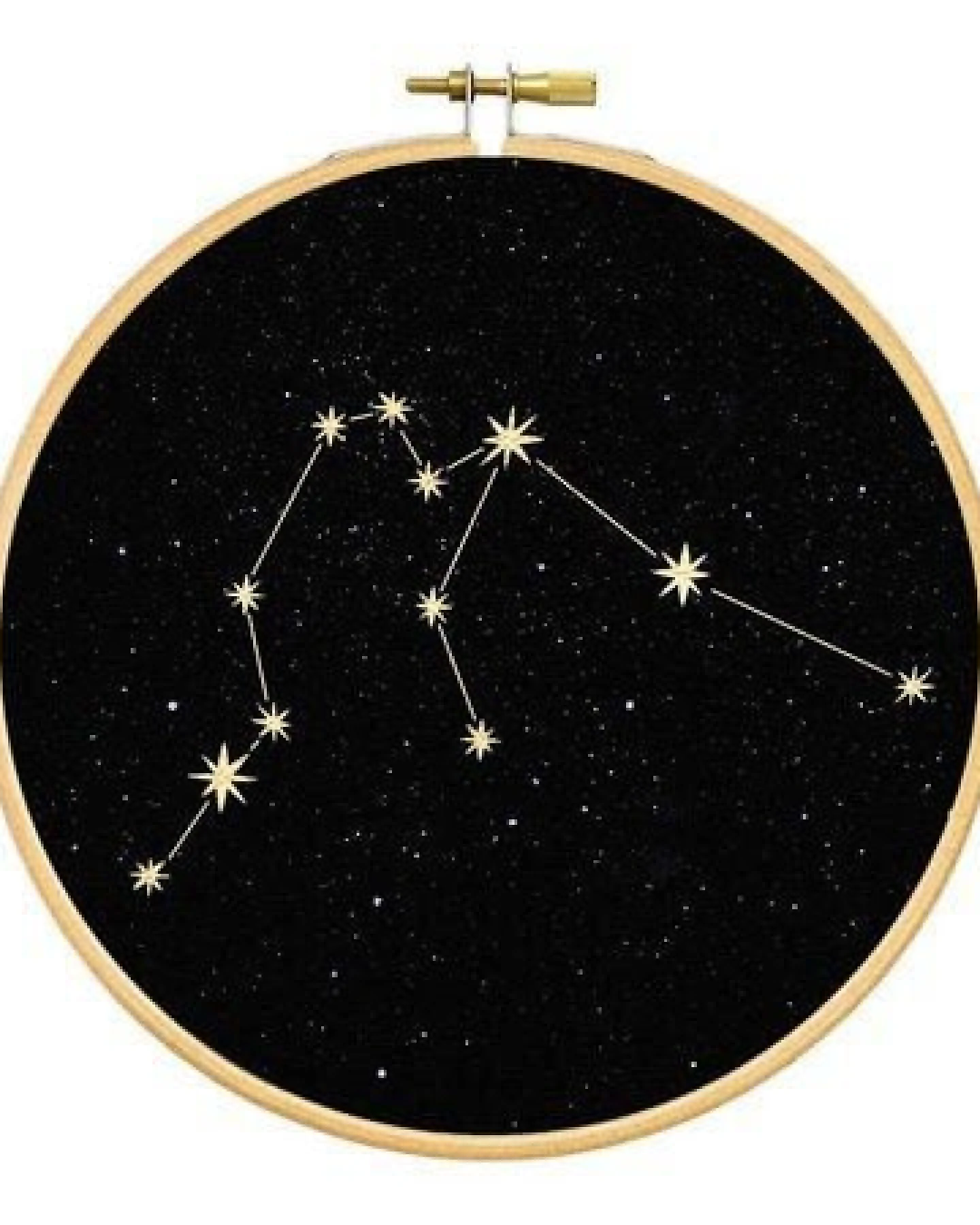 renna deluxe Sternzeichen in Gold als Bild im Stickrahmen – Ansicht 3
