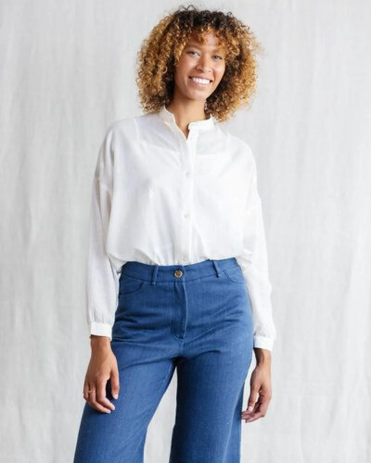 Jyoti - Fair Works Bio-Baumwoll Bluse Hawali Jamdani – Ansicht 4