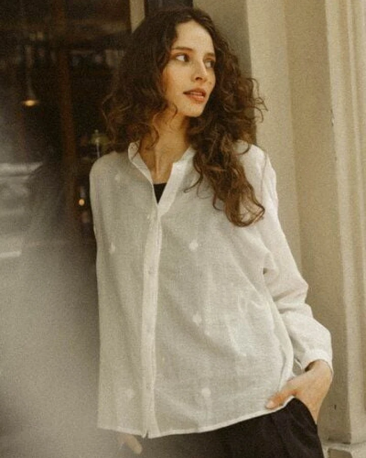 Jyoti - Fair Works Bio-Baumwoll Bluse Hawali Jamdani