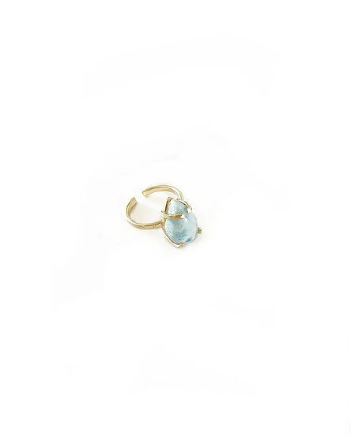 Crystal and Sage Larimar Ring gold filled 18 Karat
