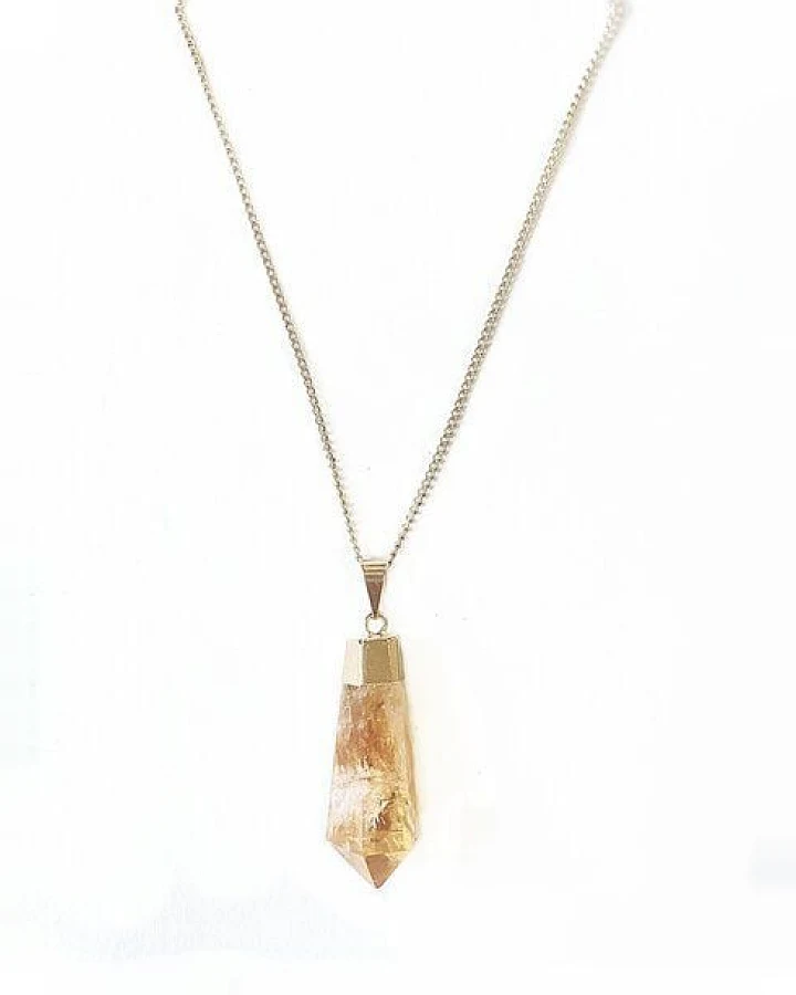 Crystal and Sage Zitrin Halskette vergoldet