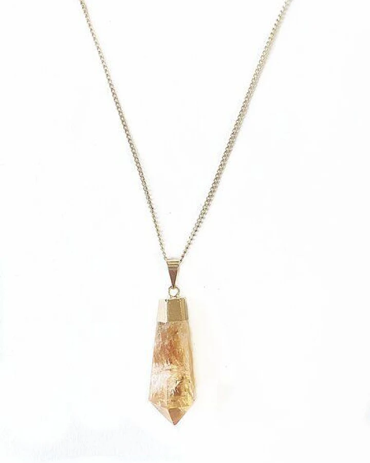 Crystal and Sage Zitrin Halskette vergoldet