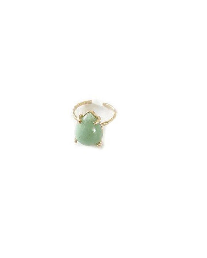Crystal and Sage Aventurin Ring gold filled 18 Karat