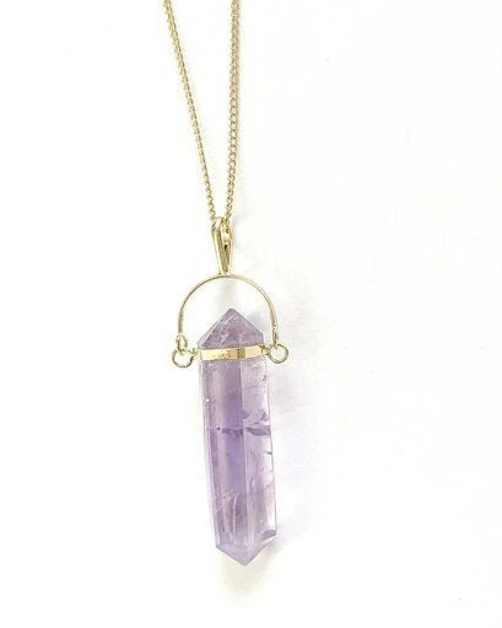 Crystal and Sage Amethyst Halskette in Pendelform gold