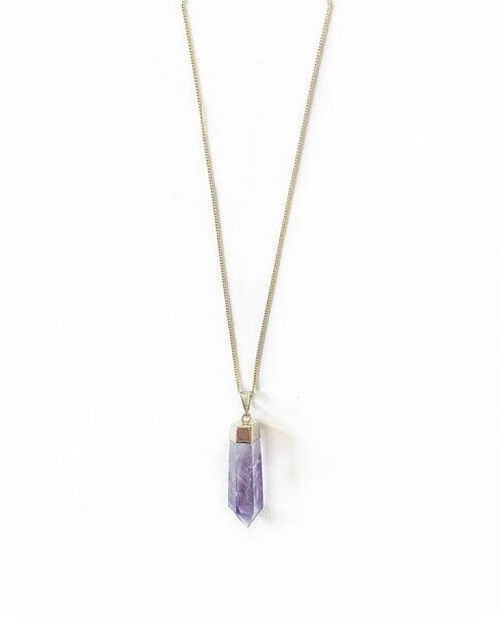 Crystal and Sage Amethyst Halskette