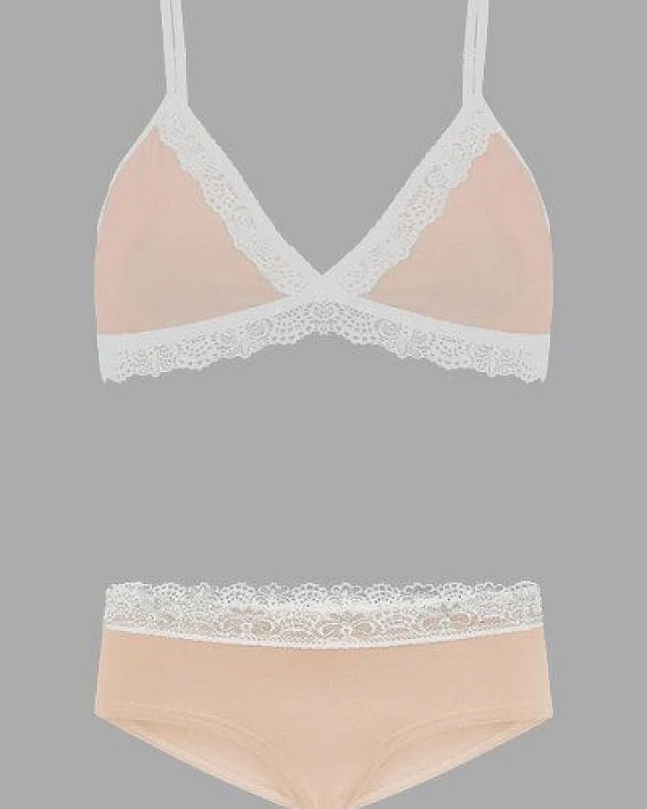 Frija Omina Set: Bio BH + Hipster Spitze hell