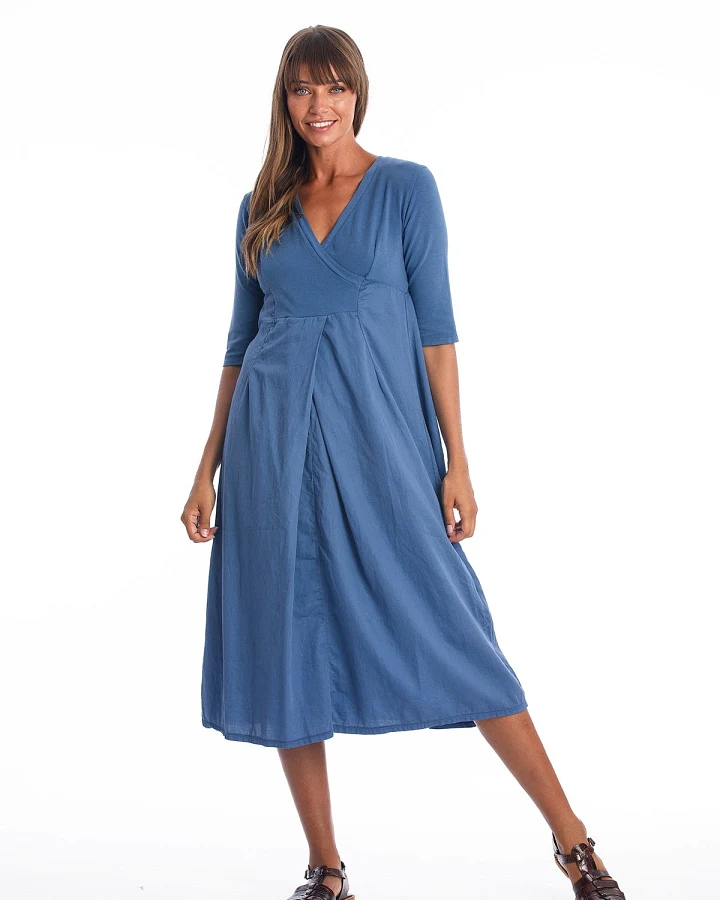 RAVENS VIEW IBIZA Damen vegan Kleid City Ls Indigoblau