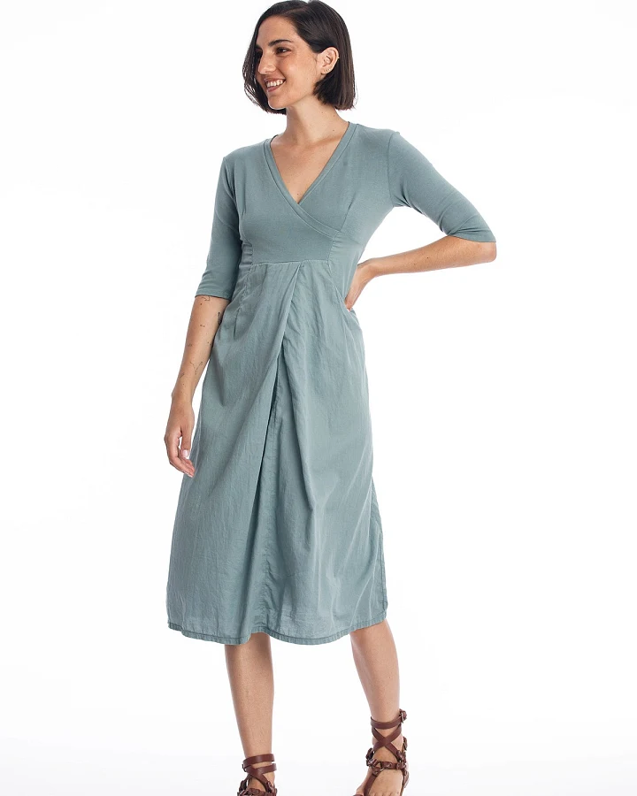 RAVENS VIEW IBIZA Damen vegan Kleid City Ls Chinois Grün