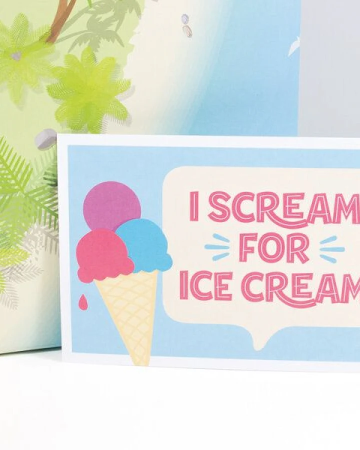 Bow & Hummingbird Postkarte "I scream for ice cream"