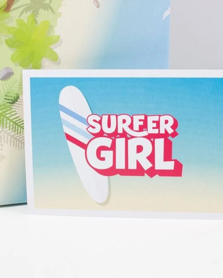 Bow & Hummingbird Postkarte Surfer Girl