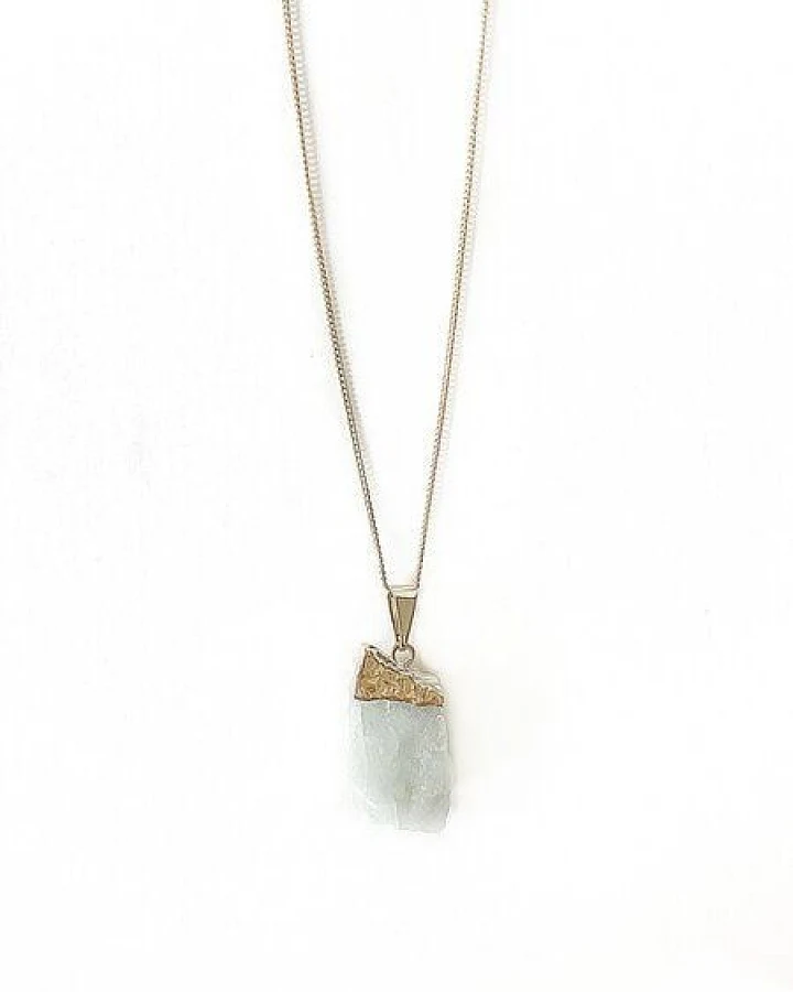 Crystal and Sage Aquamarin Halskette mit Panzerkette, vergoldet