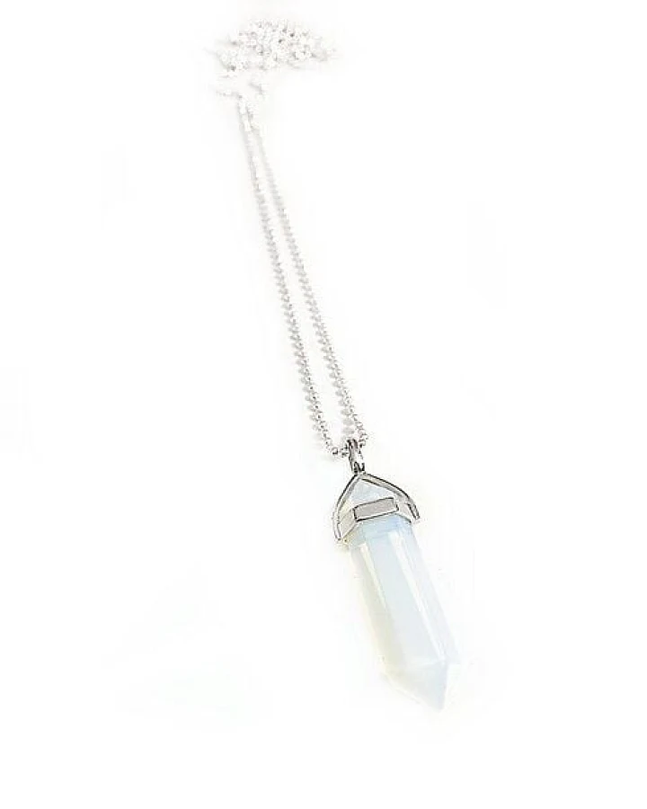 Crystal and Sage Moon Stone Halskette mit Kugelkette, versilbert